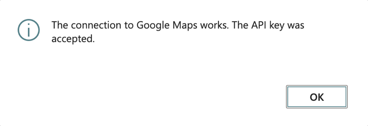 The connection to Google Maps works