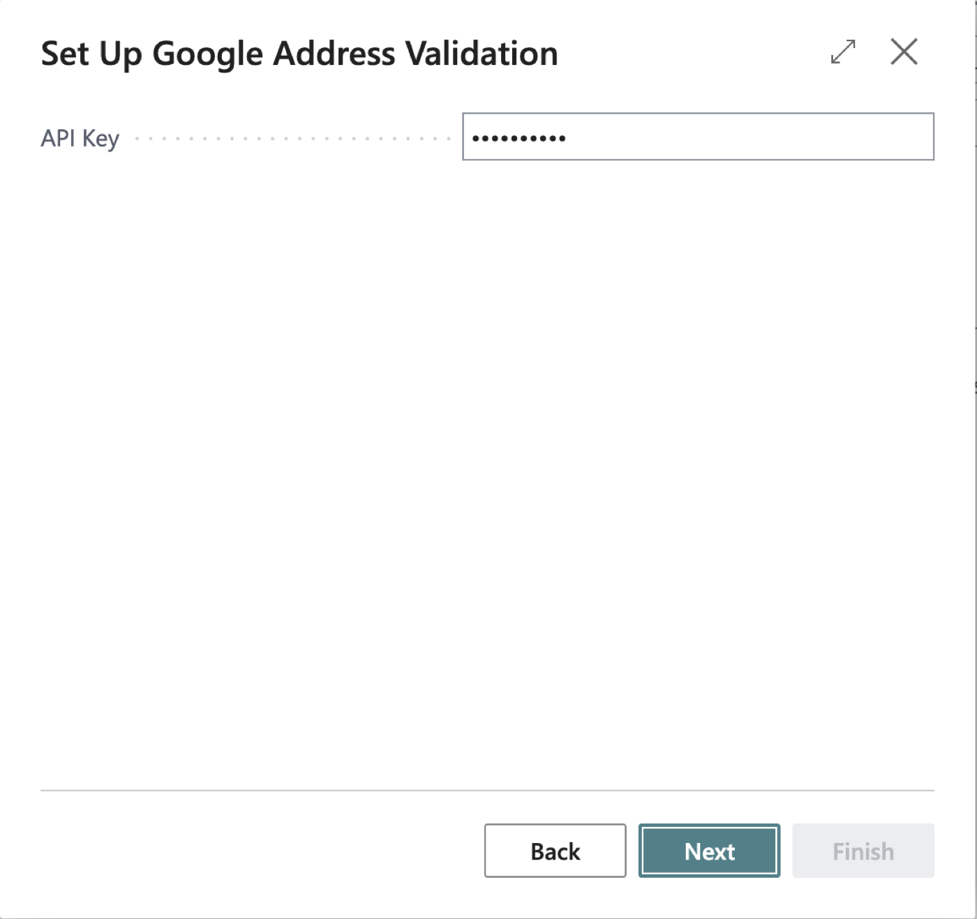 Wizard, Google Maps API Key step